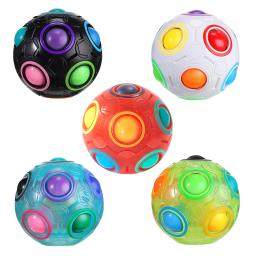 Bola de arco-íris quebra-cabeça cubo mágico futebol brinquedo fidget luminoso 3d cérebro teasers anti estresse alívio jogo educativo para crianças adultos - Image 1