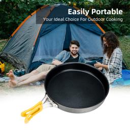 Frigideira antiaderente com alça dobrável, liga de alumínio, média, ideal para acampamento ao ar livre, piquenique, caminhadas, compacta e fácil de transportar - Image 5