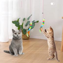 Simulação divertida de brinquedos de mouse e gato, Lagarta de corda interativa, Porta telescópica, Brinquedo Pet, Gato e gatinho - Image 3