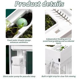 Mini aquário com filtro LED Light, conjunto de tanques de peixes, 2-4 design de grade, aquário pequeno, tanque de peixes para escritório e sala de estar aquario kit completo - Image 6