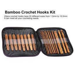 Ganchos de crochê de bambu agulha de crochê/lote ganchos de crochê agulhas alça de bambu tecer conjunto de ferramentas de costura kit de ganchos de crochê - Image 2