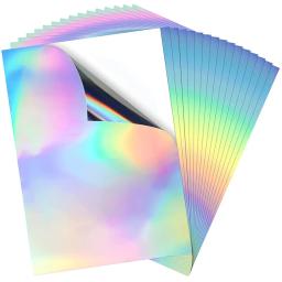 20 folhas de papel autoadesivo holográfico de folha de alumínio, adesivos de impressão a4, fantasia colorida, papelão colorido - Image 5