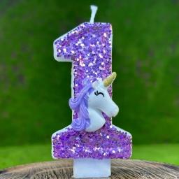 Criativo Digital Velas De Aniversário, Número 0-9, Unicórnio DIY, Suprimentos De Celebração De Aniversário, Decoração De Festa De Bolo, 1 Ano - Image 2