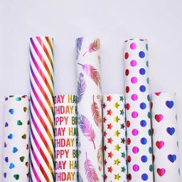 Papel De Embrulho Rolls para Presentes De Festa Decoração, Feliz Aniversário, Brilhante, Estrelas Coloridas, Círculo, Natal, 7 Pcs - Image 1