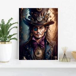 Kits De Pintura De Mosaico para Decoração De Casa, 5D Arte, DIY Johnny Depp, Gótico Capitão Jack Sparrow Filme, Star Photo, Ponto Da Cruz, Diamante Completo - Image 2