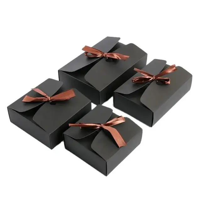 Caixas de Presente com Fita e Sacos de Papel Kraft para Decoração de Festas de Aniversário e Casamentos