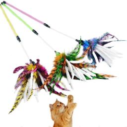 Brinquedos interativos para gatos, varinha de penas, suprimentos duráveis, brinquedos de gatinho, cabelo de galinha, gato popular, pequeno e grande, gato fofo - Image 1