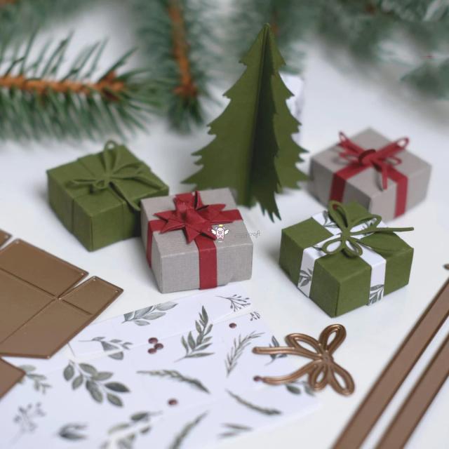 Molde de Corte em Papel Laço 3D para Scrapbook e Artesanato com Caixa de Presente