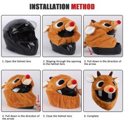 Motocicleta Capacete Proteção Chapelaria Capa, Cartoon Fluffy Plush Set, Full-Face Caso protetor, Moto Segurança, na moda - Image 6
