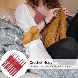 Alumínio Knitting Needles com agulha, Red Silicone Crochet Hook Tool, Além de ganchos, 9 pcs, 14XZ136cm - Image 6