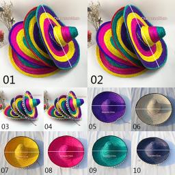 Chapéus de palha coloridos para homens e mulheres, festa mexicana, verão, chapéu de sol ao ar livre, sombrero, decoração de Halloween - Image 4