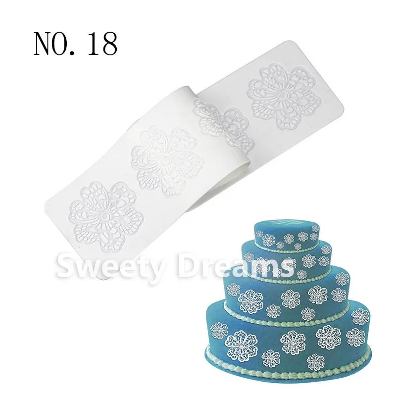 18 Estilos Molde de Silicone Esteira de Renda Fondant Ferramentas de Decoração de Bolo Biscoitos Cupcake Renda de Açúcar Esteira de Assar Bolo de Casamento - Image 1