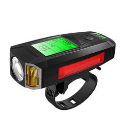 3 em 1 lanterna bicicleta com 5 led e alarme chifre, luz frontal, impermeável, odômetro, acessórios de bicicleta - Image 6