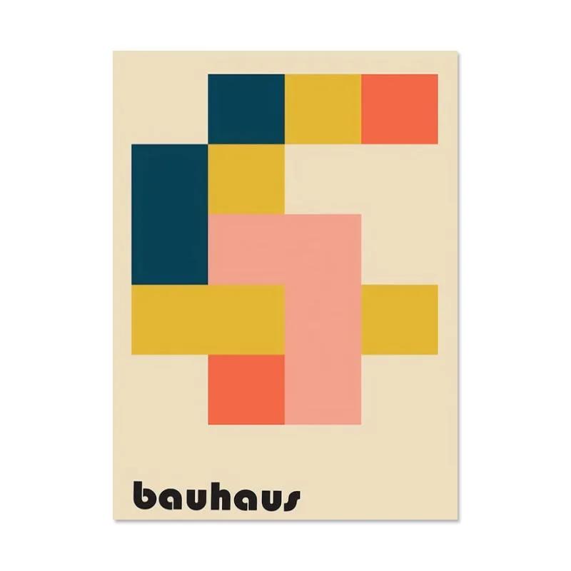 Pintura Minimalista Preto e Branco para Decoração de Interiores: Impressão de Estilo Bauhaus Vintage para Arte da Parede