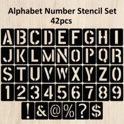 Alfabeto Número Stencil Set, Artesanato DIY, Layering Stencils, Pintura, Scrapbooking, Estampagem, Gravação, Álbum, Modelo Cartão de Papel, 42pcs - Image 1