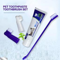 Kit de Controle Tártaro para Animais de Estimação, Cães Contém Creme Dental e Escova, Kit Cuidados Dentais, Pet Limpeza Dentes, 4 Pcs - Image 4