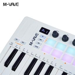 M-VAVE-MIDI Teclado de Controle, Mini USB Pad, 25 Key Midi Controller,16 RGB Drum Pads,8 Botões, 25 Chaves - Image 3