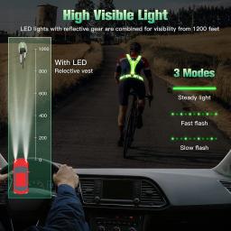 Colete reflexivo brilhante LED, Correias reflexivas, Colete salva-vidas, Luzes de advertência, Corrida noturna, Ciclismo - Image 2