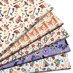 Poliéster Pure Cotton Material, olhos de mão, Hama Mushroom Impresso, Patchwork, Tecido De Costura, Quilting, Bordados, DIY - Image 1