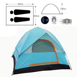 3-4 pessoa dupla camada à prova de chuva ao ar livre barraca de acampamento abrigo para pesca caça viagem aventura e festa de família verde azul - Image 2