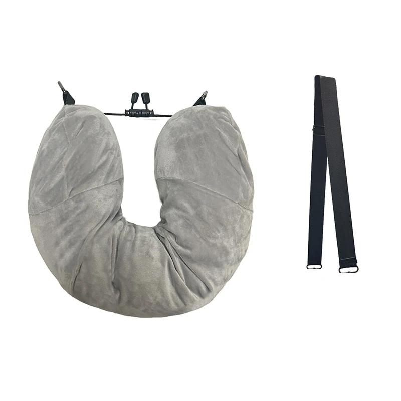 Almofada de viagem recheada para bagagem extra, tamanho ajustável do pescoço, alça de ombro, capa de veludo macio, sem enchimento, fácil de usar - Image 1