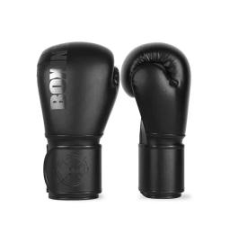 Luvas de boxe preto PU Kick para homens e mulheres, karatê, muay thai, luta livre, MMA, treinamento Sanda, adultos, equipamentos infantis - Image 1