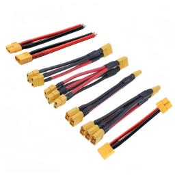 Fio de silicone xt60 conector de bateria paralela macho/fêmea cabo dupla extensão divisor y/motor de bateria rc com 3 vias 14awg - Image 2