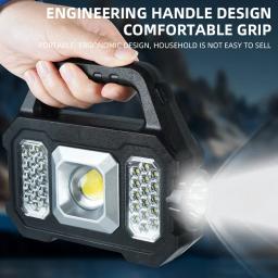 Lanternas Recarregáveis LED De Alta Potência, Luz De Trabalho De Acampamento, Multi Funcional, Luz Portátil, Carregamento Solar, 6 Modos De Iluminação - Image 1