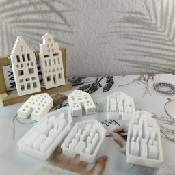 Molde de silicone DIY para decoração doméstica, casas artesanais, moldes de fundição de gesso, artesanato de resina concreta, ferramentas para presentes, novo - Image 4