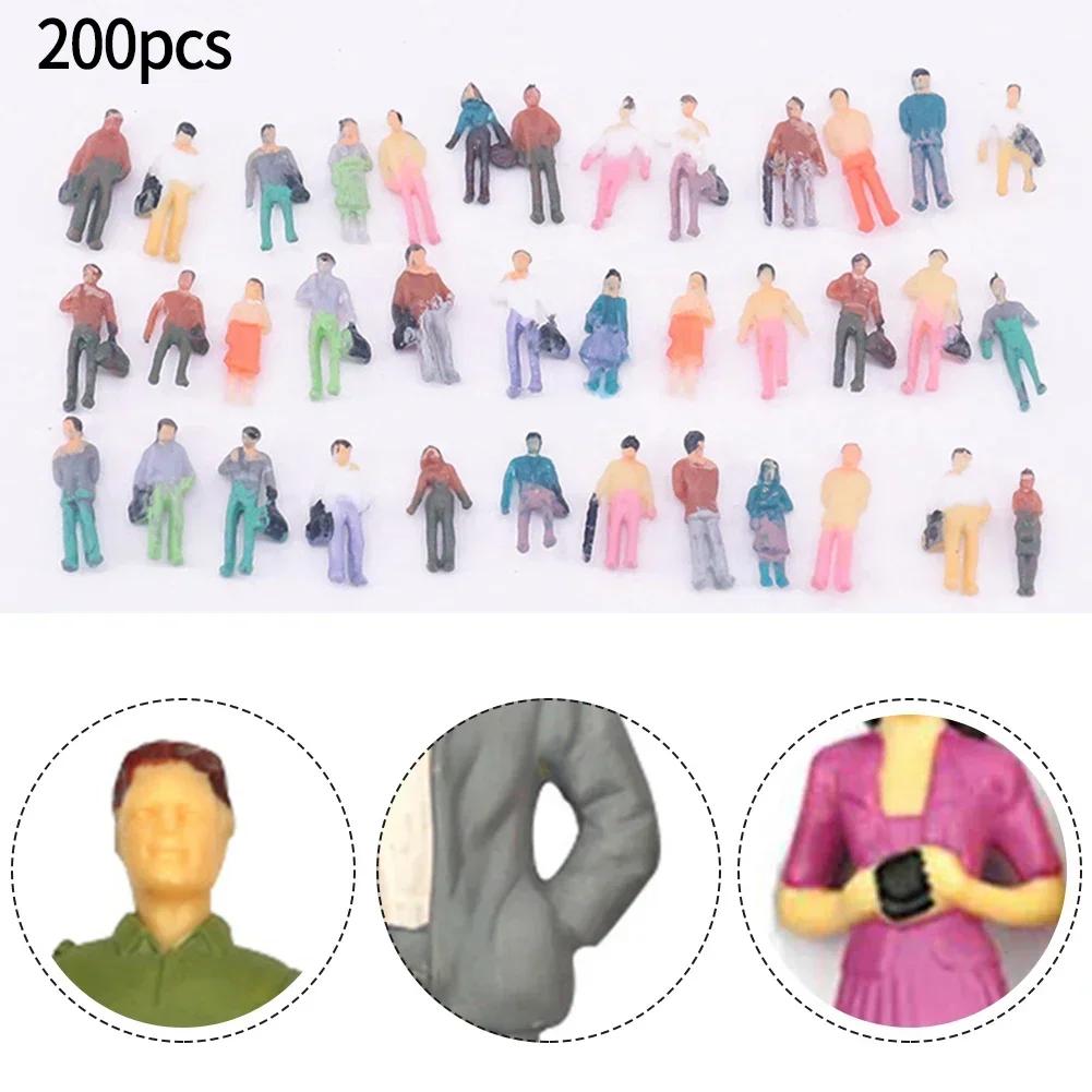 200 peças 1:87 escala ho miniatura pessoas modelo estatuetas de trabalhador para modelo de trem diorama cenário acessórios diy, sortidos - Image 1