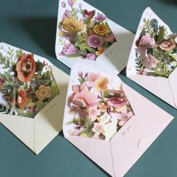 Cartões de Ação de Graças com Flores, 3D Pop Up, Inclui Envelope e Etiqueta, Presente para Todas as Ocasiões com Adesivo - Image 2