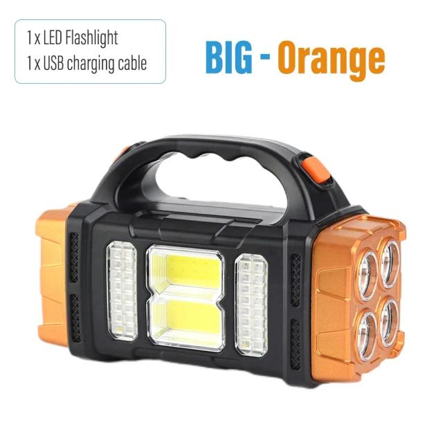 Lanterna LED de Alta Potência: Tocha de Acampamento, Luz de Trabalho e Carga Solar Recarregável com 4 Modos e Impermeabilidade para Uso Externo