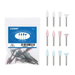 Azdent 12 pçs/set dental silicone polimento de borracha cabeças moagem polidor dentes 2.35mm ra finalizador para handpiece baixa velocidade - Image 5