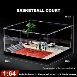 Conveniência Cena modelo loja com luzes e quadra de basquete, cena em miniatura sem luzes, decoração cena, recolher presente, 1: 64 - Image 3