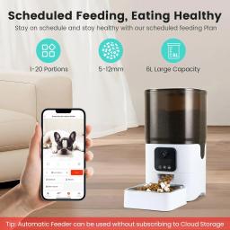 Alimentador automático inteligente Pet, controle do aplicativo, câmera 1080P, sincronismo e quantitativo, alimentador para cão e gato, 6L - Image 2