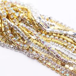 Strass densos copo chain 1 metro base garra de ouro cristais brilhantes strass pedras guarnição costura strass acessórios de corrente artesanato - Image 4