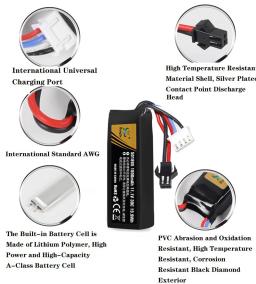Bateria recarregável LiPO para pistola de água, Soft Air Gun, Toy Gun Acessórios, 30C, 501865, 11.1V, 1800mAh - Image 3