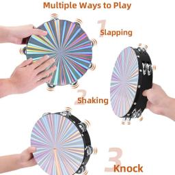 Dupla linha bateria para adultos, pandeiro colorido, estilo pirulito, música tambor, instrumentos de percussão, presentes profissionais, novo, 8" - Image 3