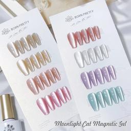 NASCIDO PRETTY-Double Light Moonlight Cat Gel Magnético Conjunto de Esmalte, Branco, Prata, Soak Off, UV LED UV Gel Kit, 10ml - Image 2