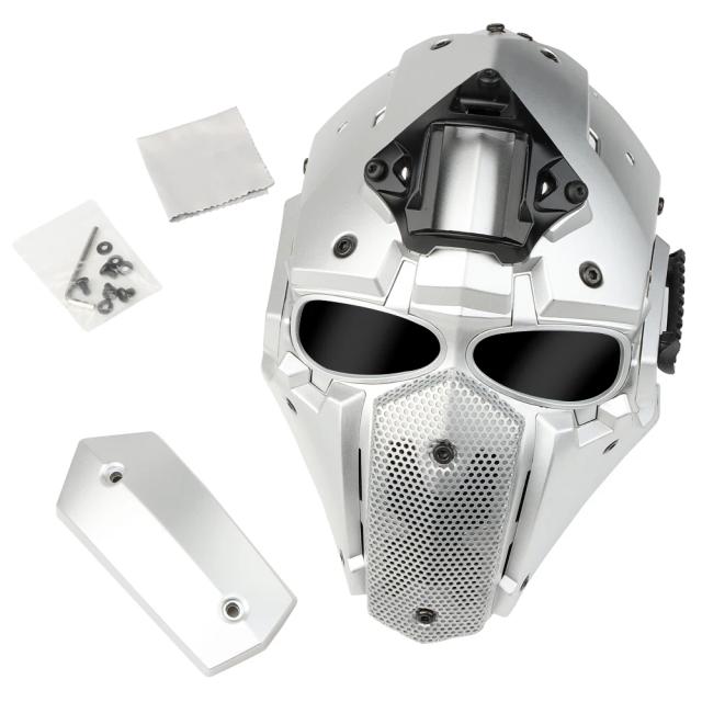 Máscara tática respirável com proteção facial e tecido antiembaçante para paintball e airsoft