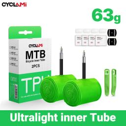 Cyclami tubo interno de bicicleta ultraleve, 26 27.5 29 polegadas, mtb, material tpu, pneu 45mm, válvula francesa, super leve, anti-oxidação - Image 1