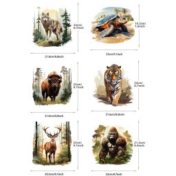 Landscape Animals Patches para Decoração de Roupas, Lobo, Tigre, Cabra, Acessório DIY, Impressão em T-Shirt, Ferro Em Patch - Image 5