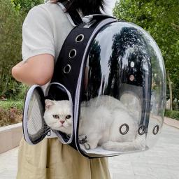 Respirável pet transportando saco, gato espaço transporte mochila, portátil transparente mochila, cápsula espacial, cachorro e cão - Image 1
