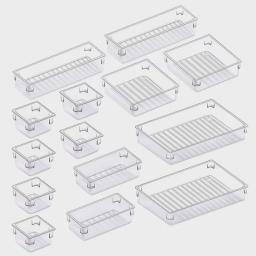 Organizador de gaveta clara com divisor, caixa de armazenamento transparente, caixas para utensílio, cosméticos, mercearia, cozinha, talheres - Image 2
