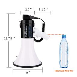 Volume portátil controle bullhorn voz sirene alarme modos megafone falante com e cinta preta Bluetooth - Image 3