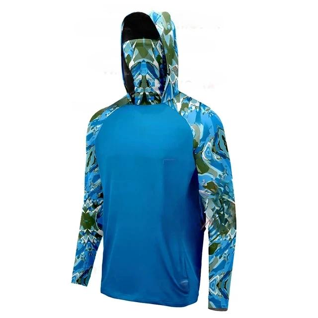Camisa de Pesca com Capuz Proteção UV Verão Manga Longa
