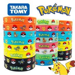 Pokémon Pikachu Pulseira De Silicone Para Crianças, Figuras De Ação Anime, Pulseiras Dos Desenhos Animados, Presentes De Festa Cosplay, 12Pcs - Image 1