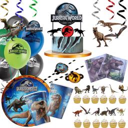 Jurassic world dinossauro tema descartável talheres copo prato dinossauro balão banner festa de aniversário das crianças bolo bandeira decoração - Image 1