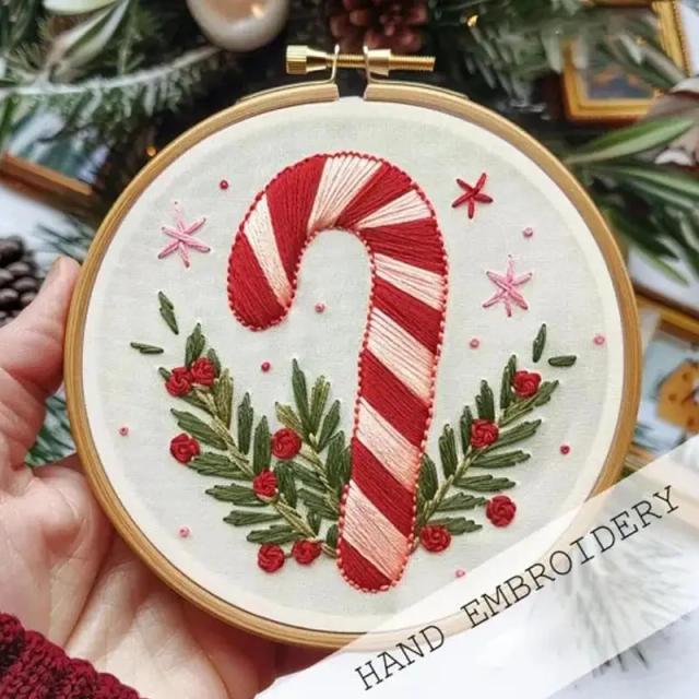 Kit de Natal Bordado à Mão: Artesanato Festivo de Doces e Costura para Iniciantes e Adultos