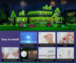 Outdoor Eaves Luzes LED, Waterproof RGB String Lights, DIY Iluminação Cena, Feriado de Natal e Festa de Aniversário Iluminação, 20m, App - Image 6